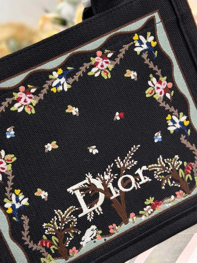 高仿Dio.r Mini Book tote黑咖啡树配肩带 小号尺寸仿制品