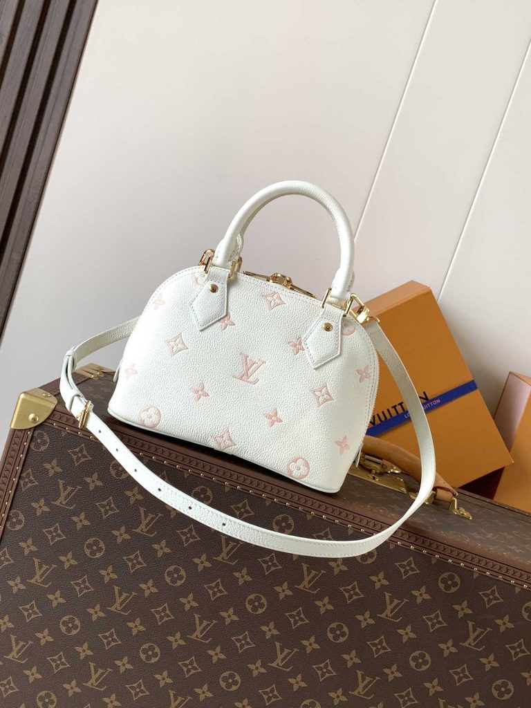 高品质的仿制路易威登M27574浅粉LV Alma BB 手袋Monogram Empreinte 皮革 仿制品 4 高品质的仿制路易威登M27574浅粉LV Alma BB 手袋Monogram Empreinte 皮革 仿制品