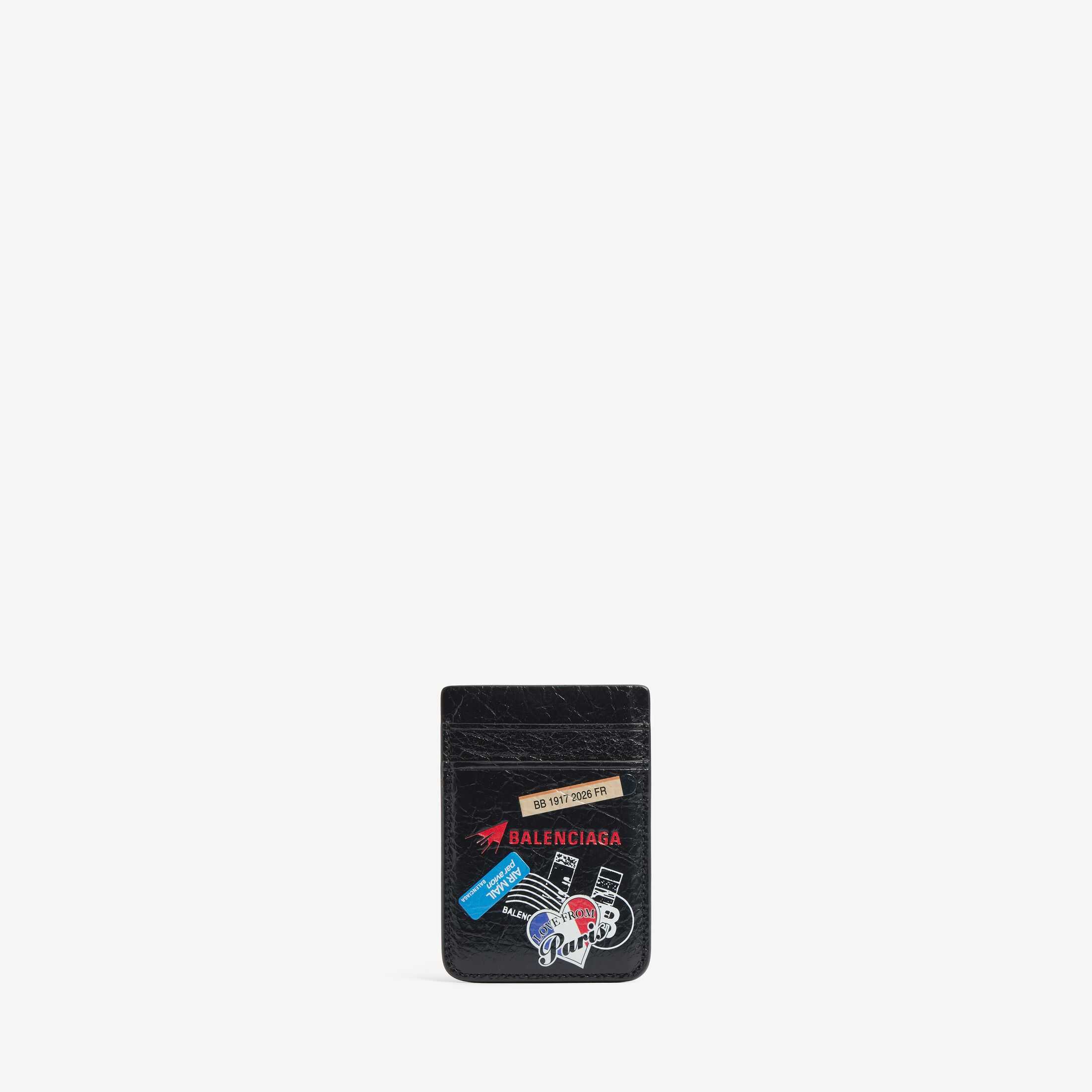 Réplica de alta calidad de un artículo de marroquinería para hombre de Balenciaga, modelo original, categoría CashSA, cartera con cierre magnético de piel de cordero negra con vetas finas
