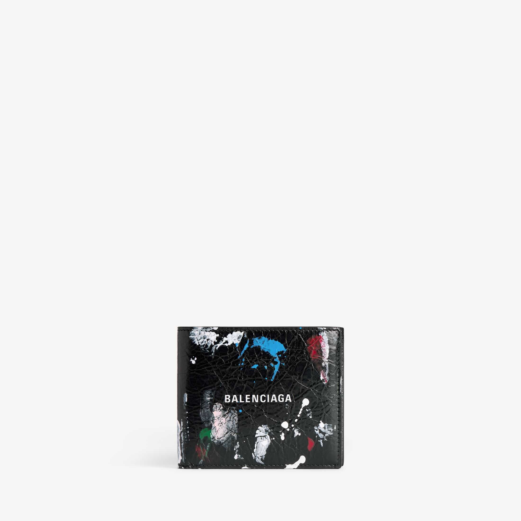 발렌시아가(Balenciaga) 고품질 복제품 남성용 소형 가죽 소품, 정품과 동일한 CashSA 등급, Cash 세밀한 무늬 양가죽 사각 접이식 지갑