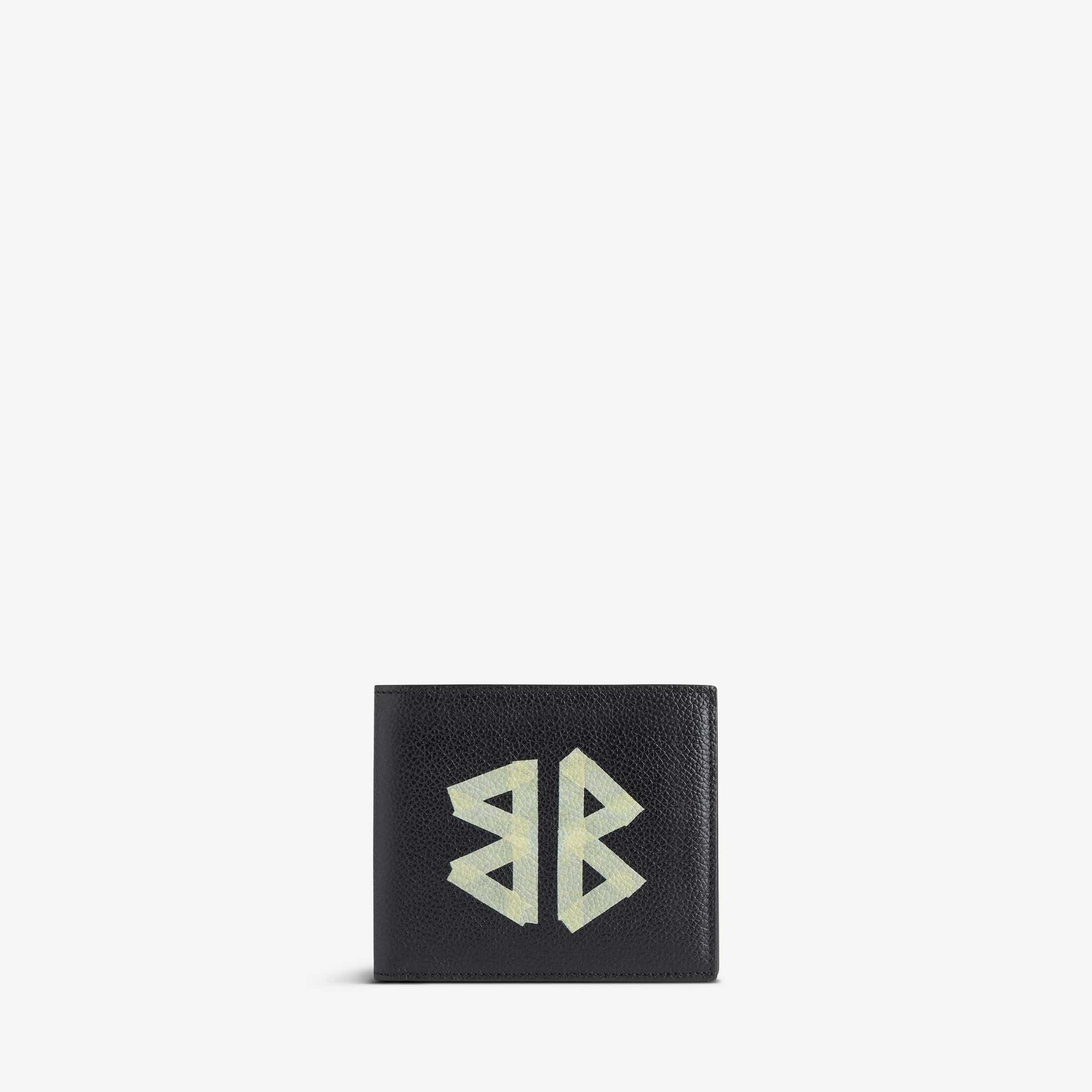 复刻Balenciaga高仿男士小皮具原单CashSA级spanCash黑色粒面牛皮革方形折叠钱包