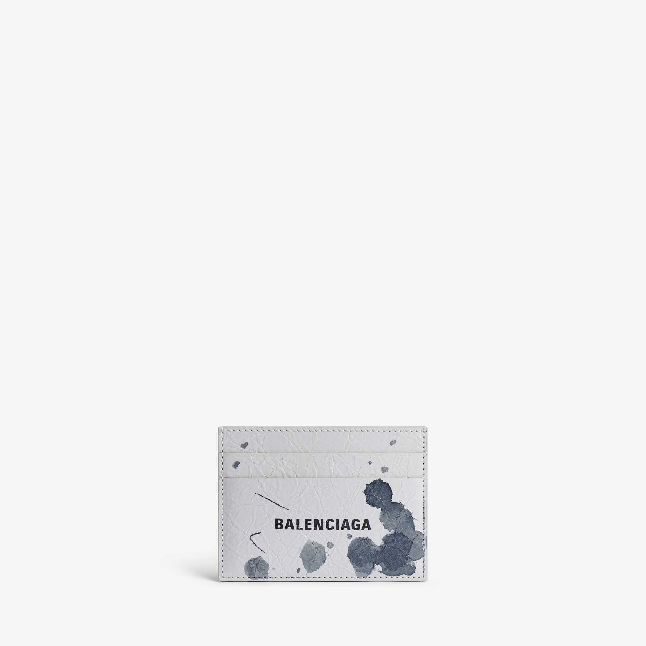 발렌시아가(Balenciaga) 고품질 복제품 남성용 소형 가죽 소품, 정품 사양 CashSA 등급, 연회색 얼룩 무늬 프린트 세밀한 무늬 양가죽 카드 지갑