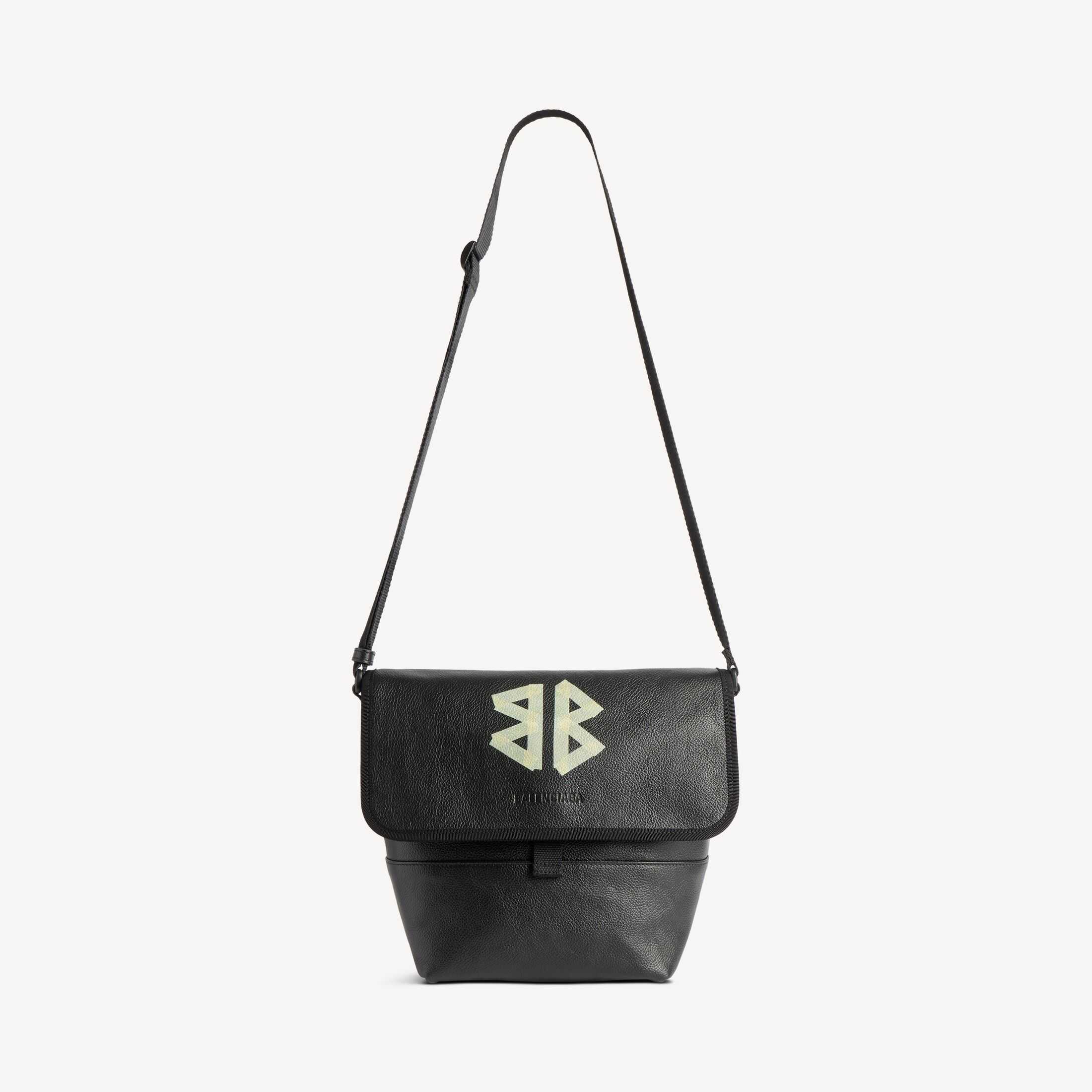 复刻高端Balenciaga高仿A货男士皮具1:1原单Explorer高品质仿制品spanExplorer黑色粒面牛皮革小号邮差包