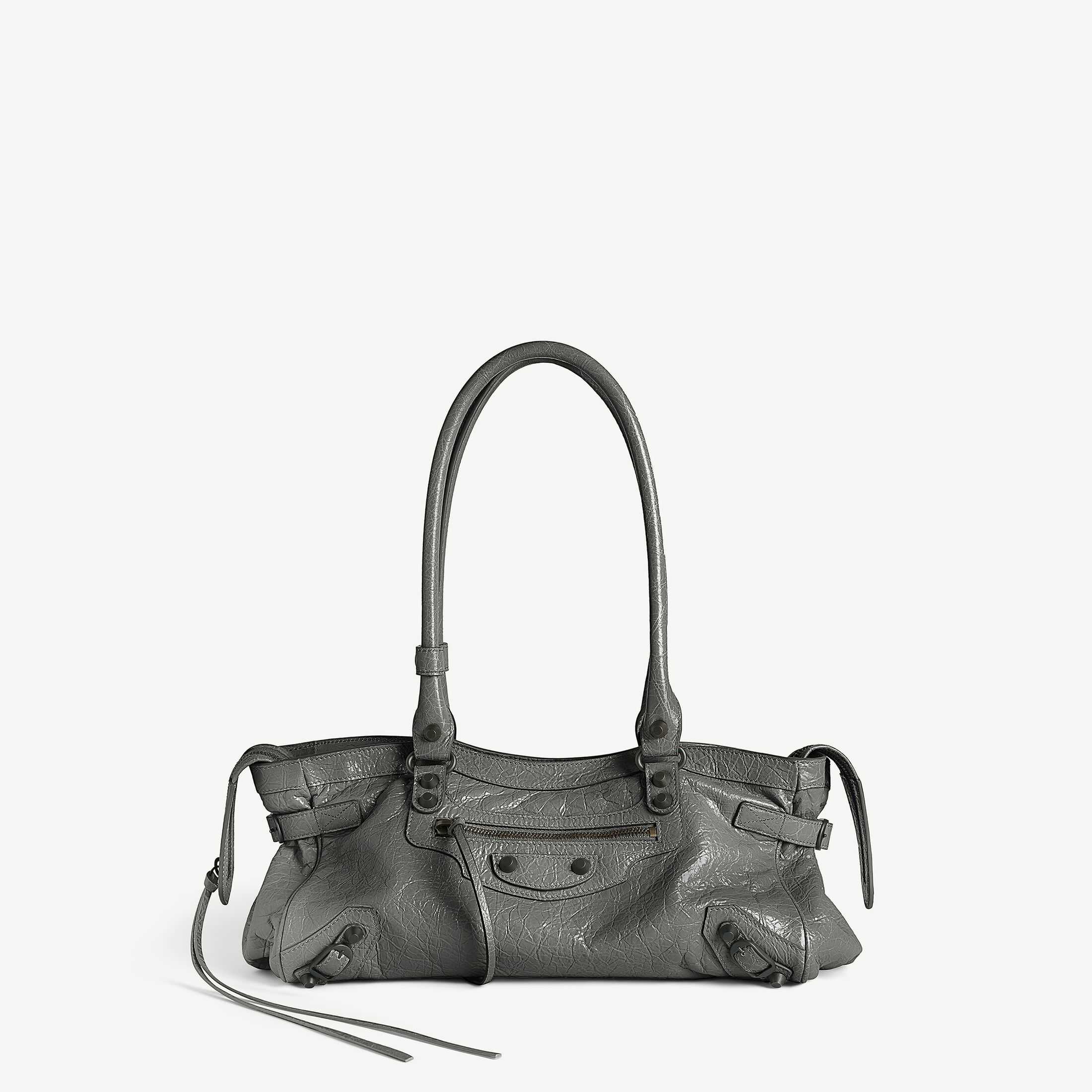Replica Balenciaga SA-Grade Women's Handbag: Authentic Le City Design, High-Quality Replica Le City Volcanic Stone-Colored Fine-Grained Lambskin Horizontal Handbag