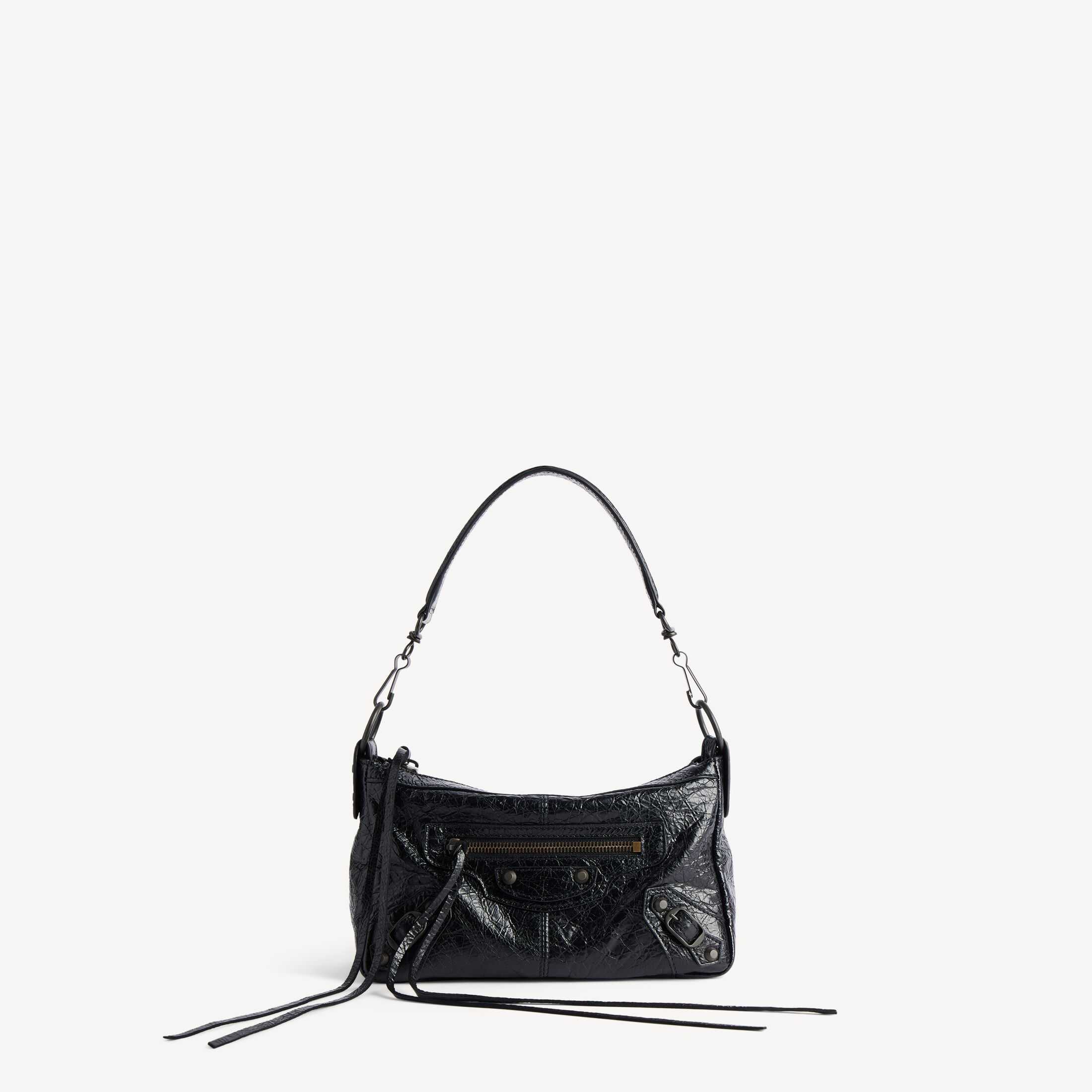Réplica del bolso de mujer de Balenciaga de la línea SA, modelo Le City; réplica de alta calidad del Le City Moto, bolso mini de piel de cordero con vetas finas en negro