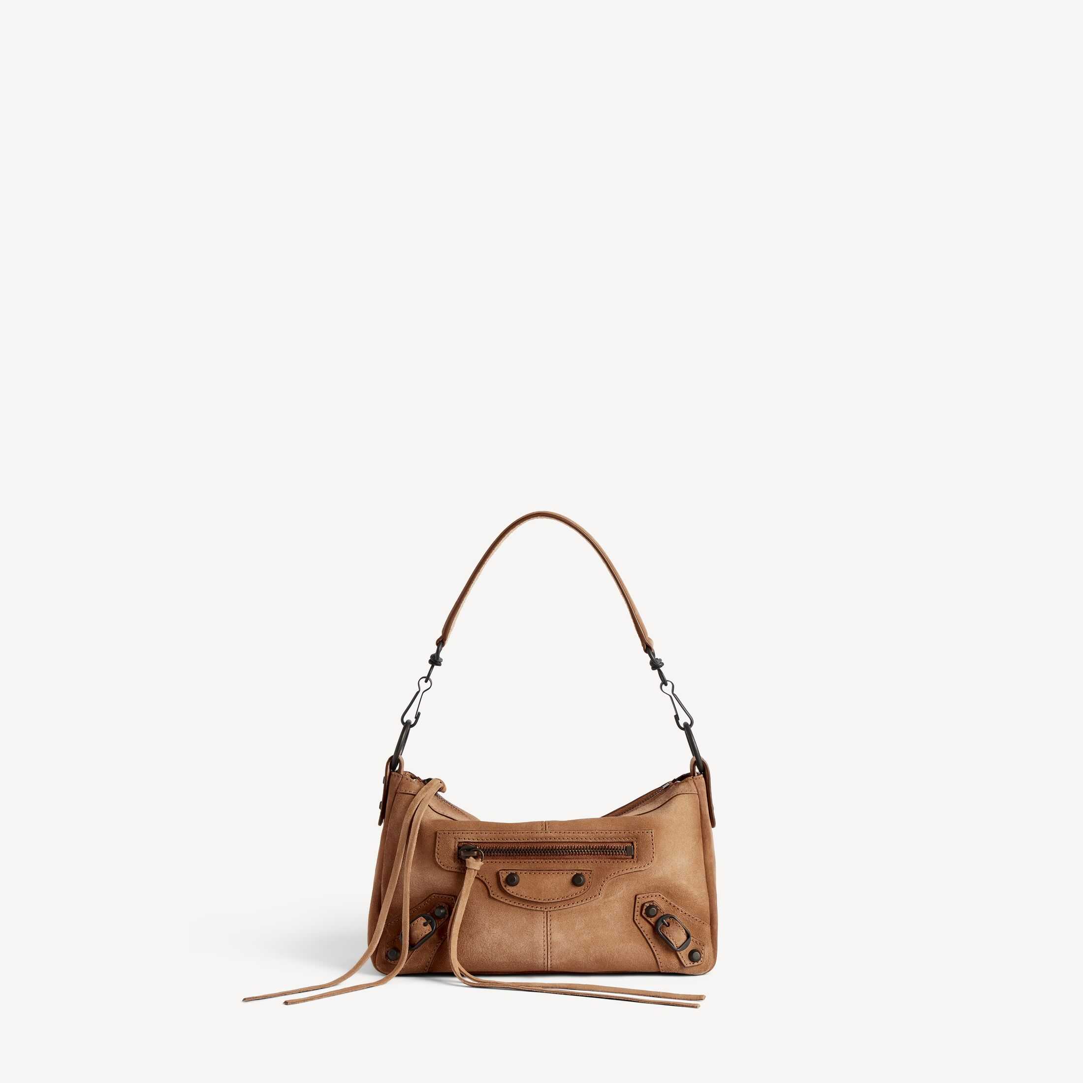 Replica Balenciaga SA-Grade Women's Handbag—Authentic Le City Design, High-Quality Replica: Le City Moto Camel-Colored Waxed Suede Mini Handbag