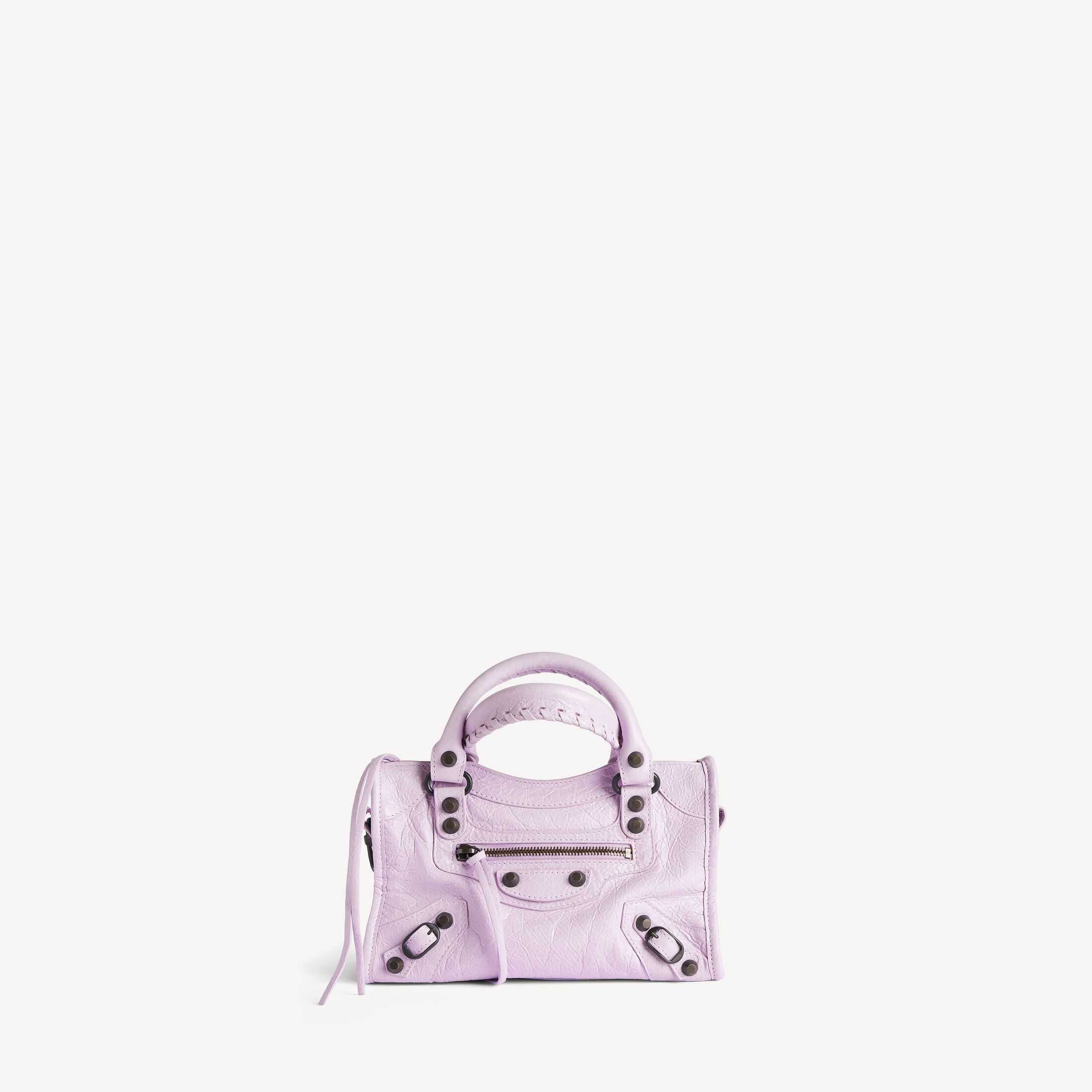 Replica Balenciaga SA-Grade Women's Handbag: Authentic Le City Design, High-Quality Le City Replica in Parma Light Purple Fine-Grained Lambskin Mini Handbag