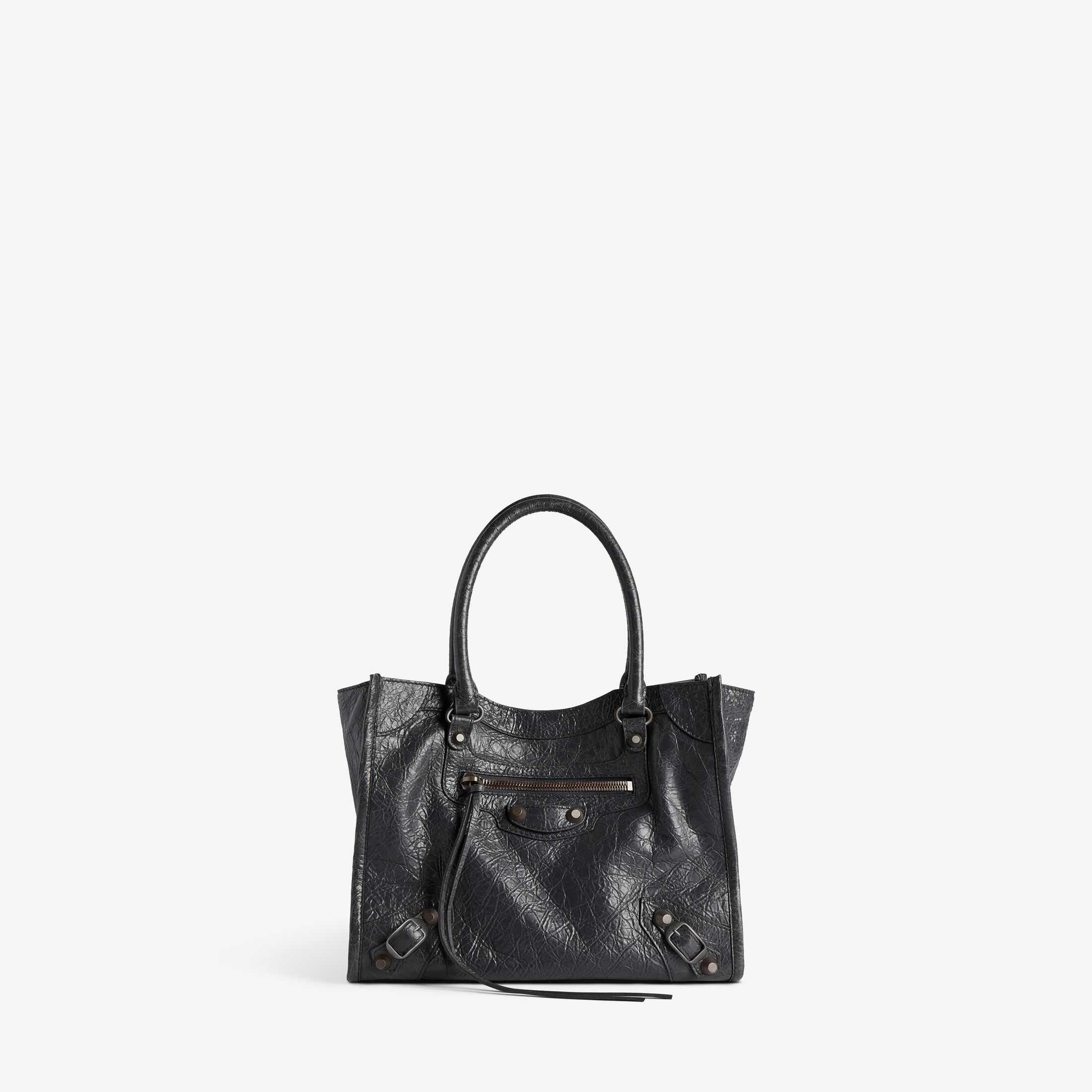 Replica Balenciaga SA-Grade Women's Handbag: Authentic Le City Design, High-Quality Replica Le City Black Fine-Grained Lambskin Mini Tote Bag