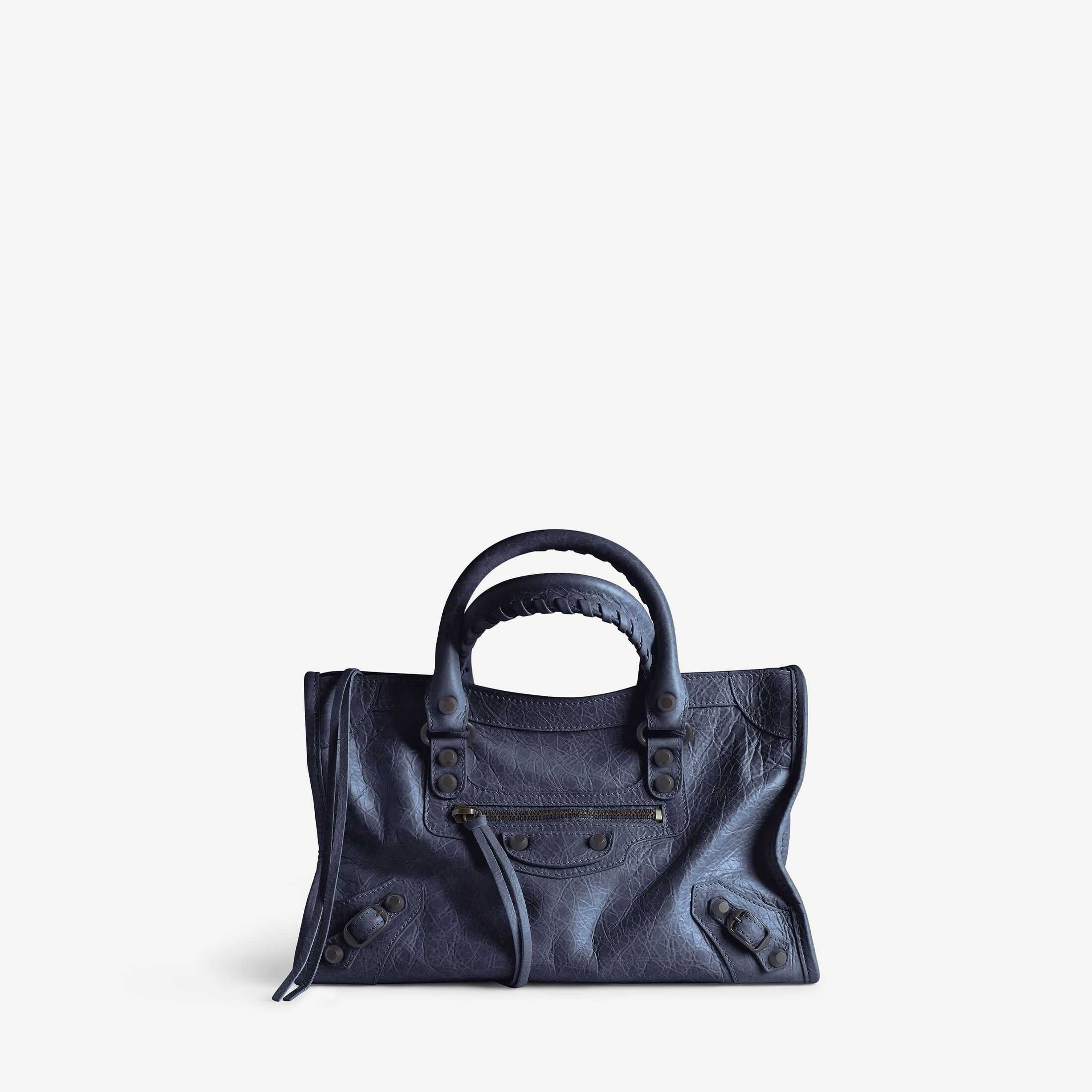 Réplica del bolso de mujer de Balenciaga de la línea SA, modelo Le City; réplica de alta calidad del bolso pequeño Le City en piel de cordero color «Deep Sea»