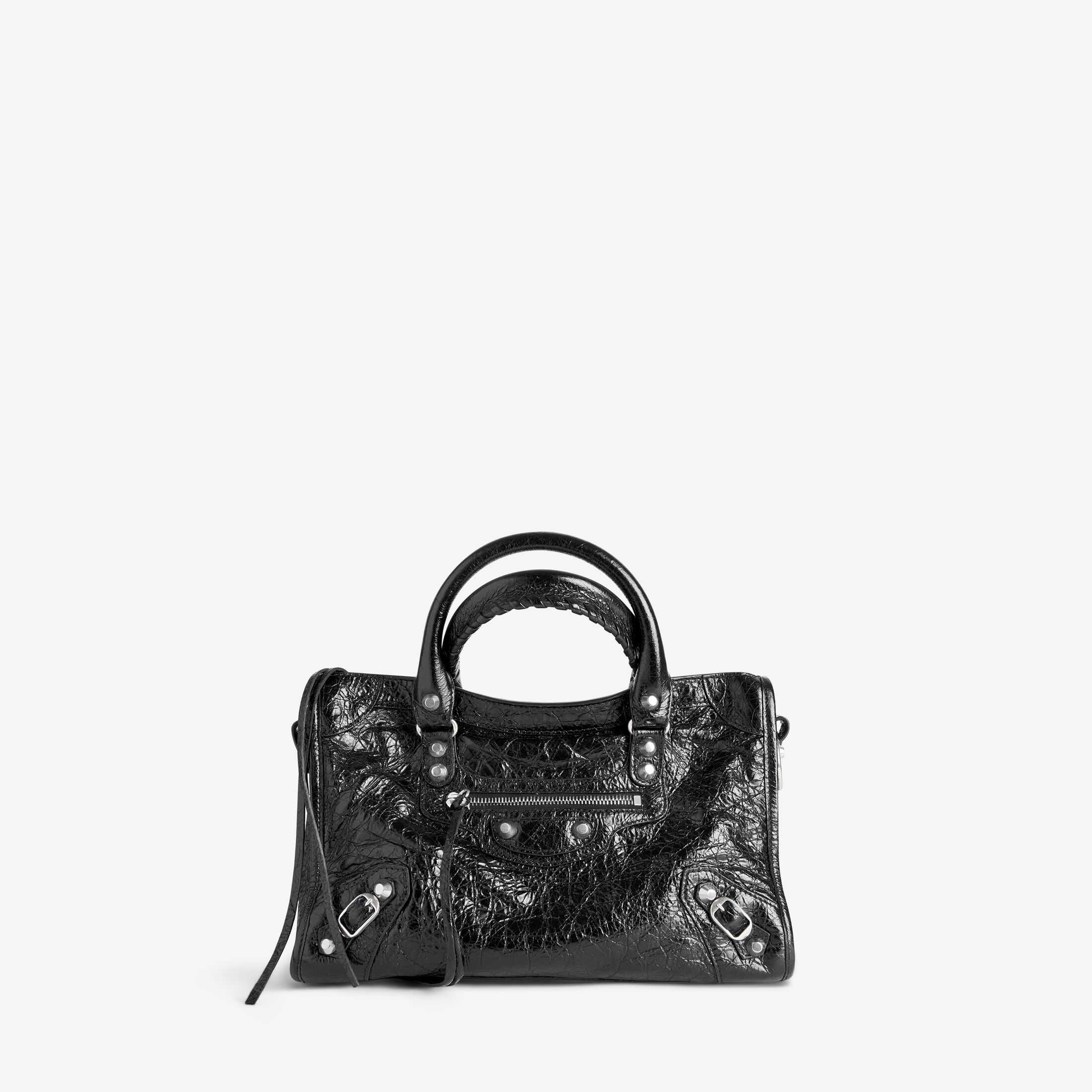 Replica Balenciaga SA-Grade Women's Handbag: Authentic Le City Design, High-Quality Replica Le City Small Black Fine-Grained Lambskin Handbag