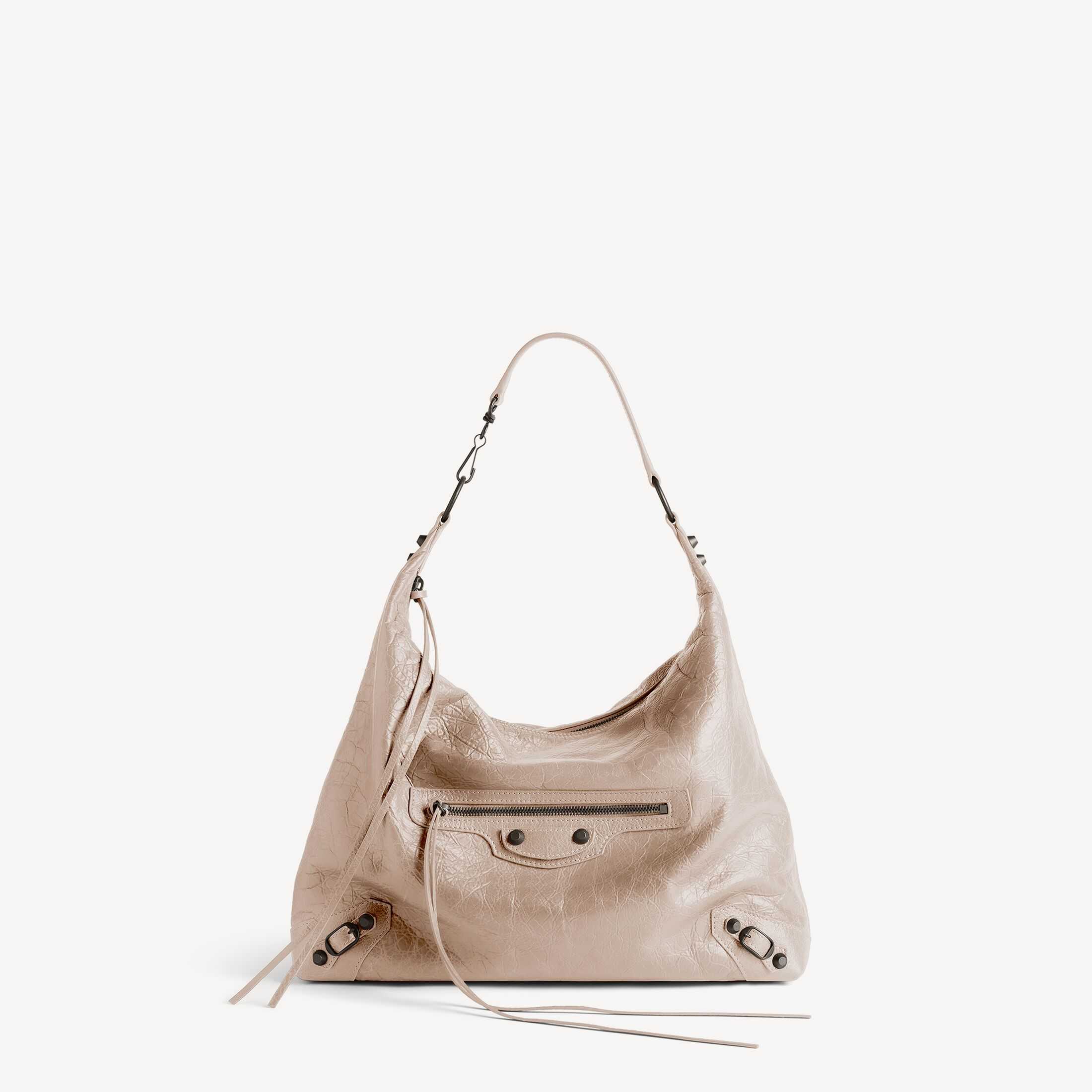 발망(Balenciaga) SA급 여성 핸드백 정품 레플리카, Le City 고품질 레플리카, 참깨색 미세 무늬 양가죽 중형 호보 백