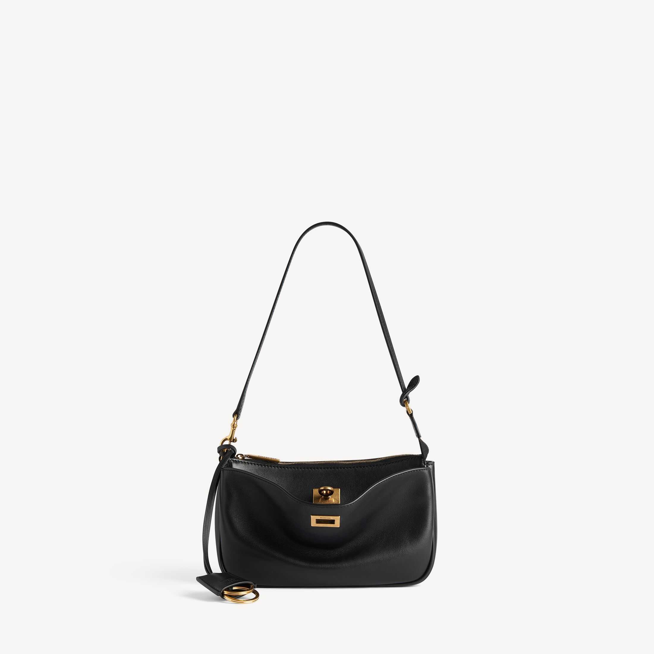 Réplica de bolso de mujer Balenciaga de categoría SA, imitación de alta calidad de la línea original, bolso bandolera Rodeo de piel de vacuno lisa negra