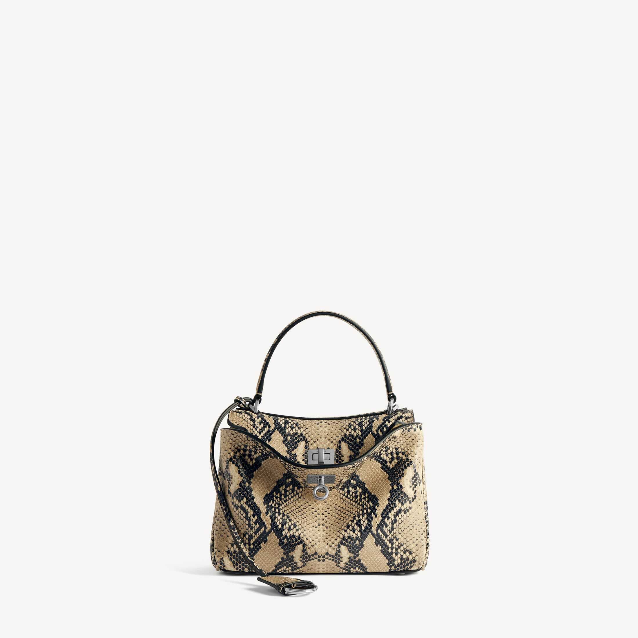 발망(Balenciaga) SA급 여성 핸드백 오리지널 가죽 제품 고품질 레플리카, 로데오(Rodeo) 내추럴 비단뱀 무늬 엠보싱 소가죽 미니 핸드백