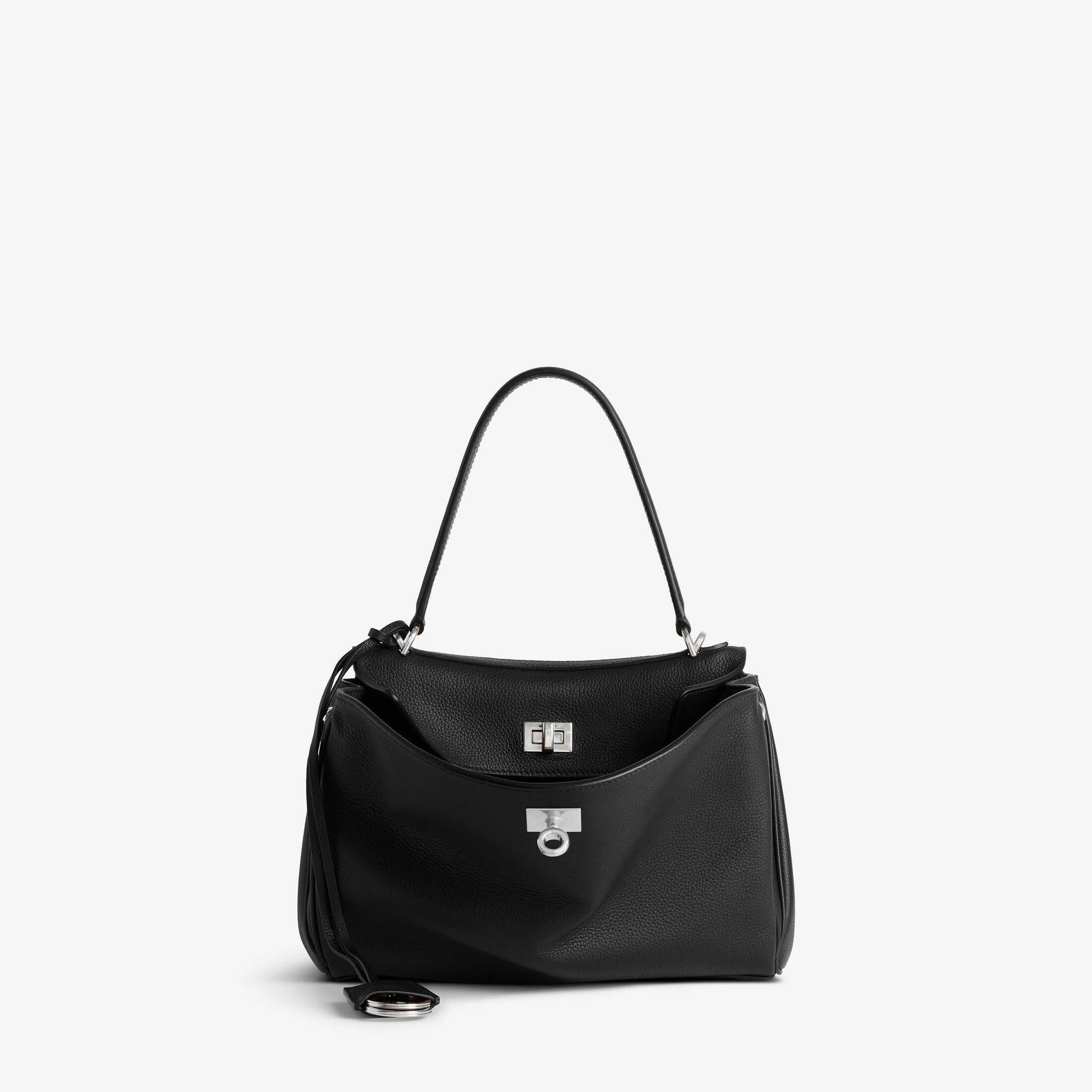 Réplica del bolso de mano para mujer de Balenciaga, modelo SA, de piel auténtica, imitación de alta calidad, modelo Rodeo, en piel de vacuno granulada negra, tamaño pequeño
