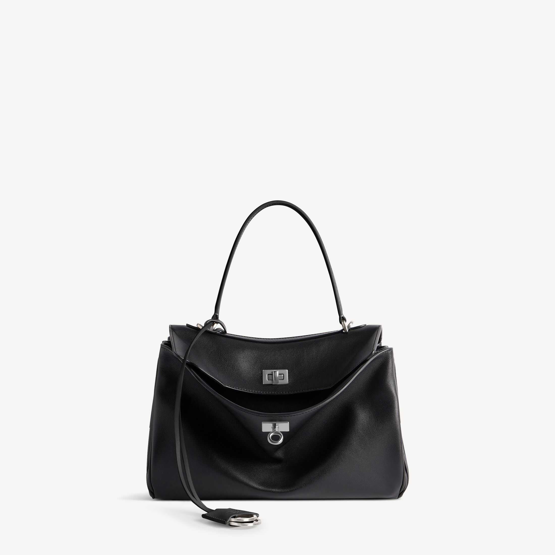 Réplique du sac à main pour femme Balenciaga de catégorie SA, maroquinerie d'origine, imitation haut de gamme : petit sac à main Rodeo en cuir de vachette lisse noir