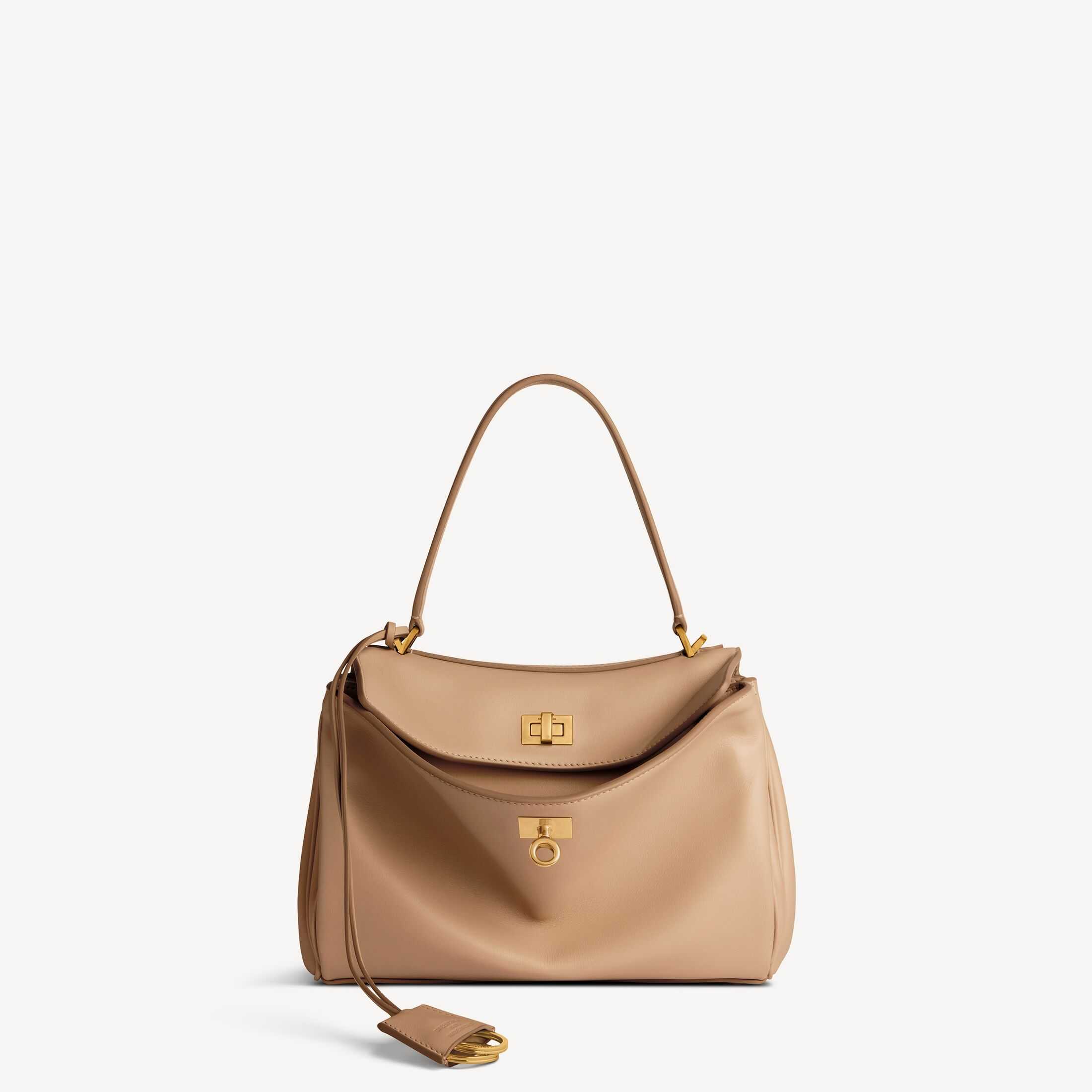 Replica Balenciaga SA-Grade Women's Handbag—Authentic-Style Leather Goods, High-Quality Replica Rodeo Latte-Colored Smooth Calfskin Small Tote Bag