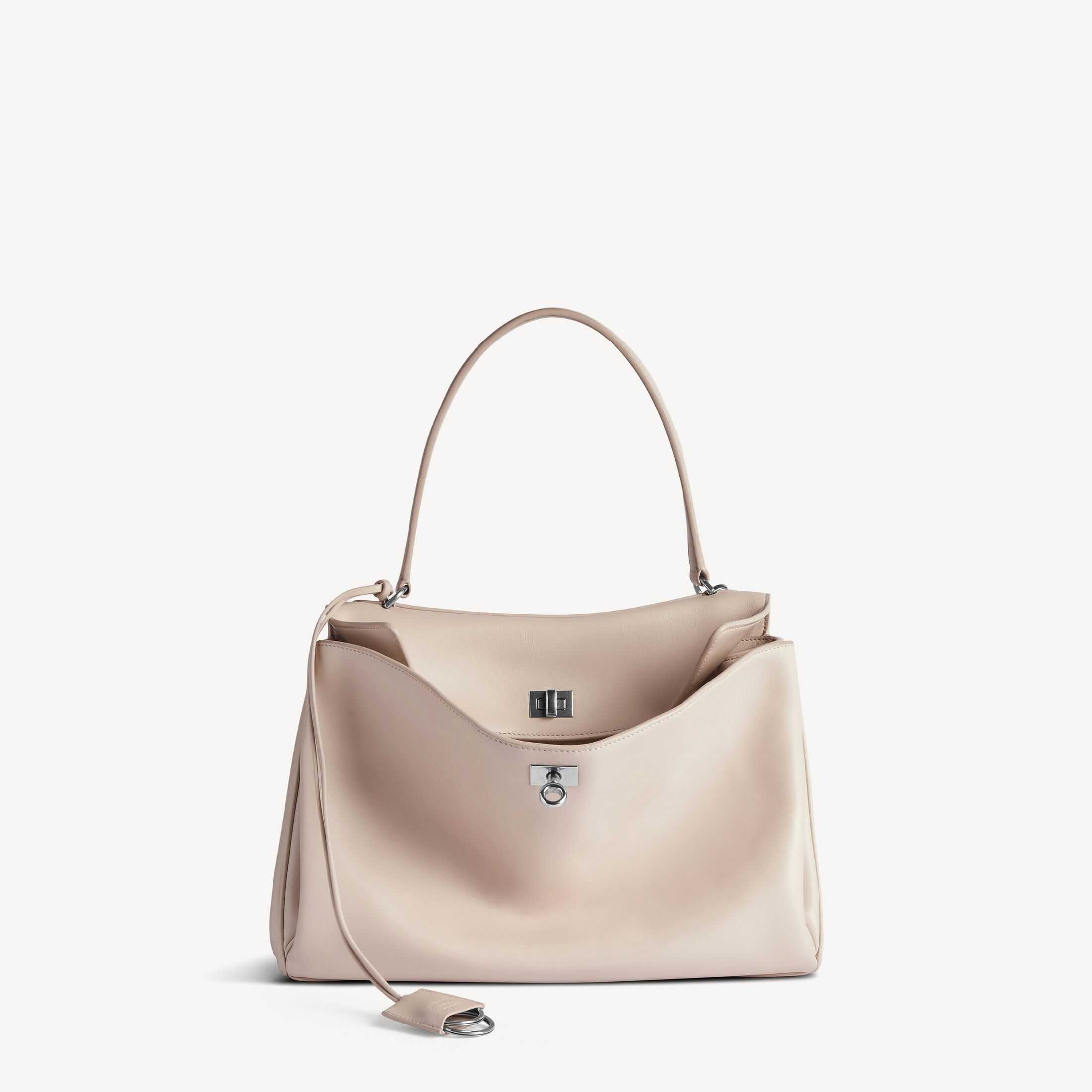 Réplica del bolso de mujer Balenciaga de clase SA, imitación de alta calidad del modelo original, bolso de mano mediano de piel de vacuno lisa color almendra de la colección Rodeo