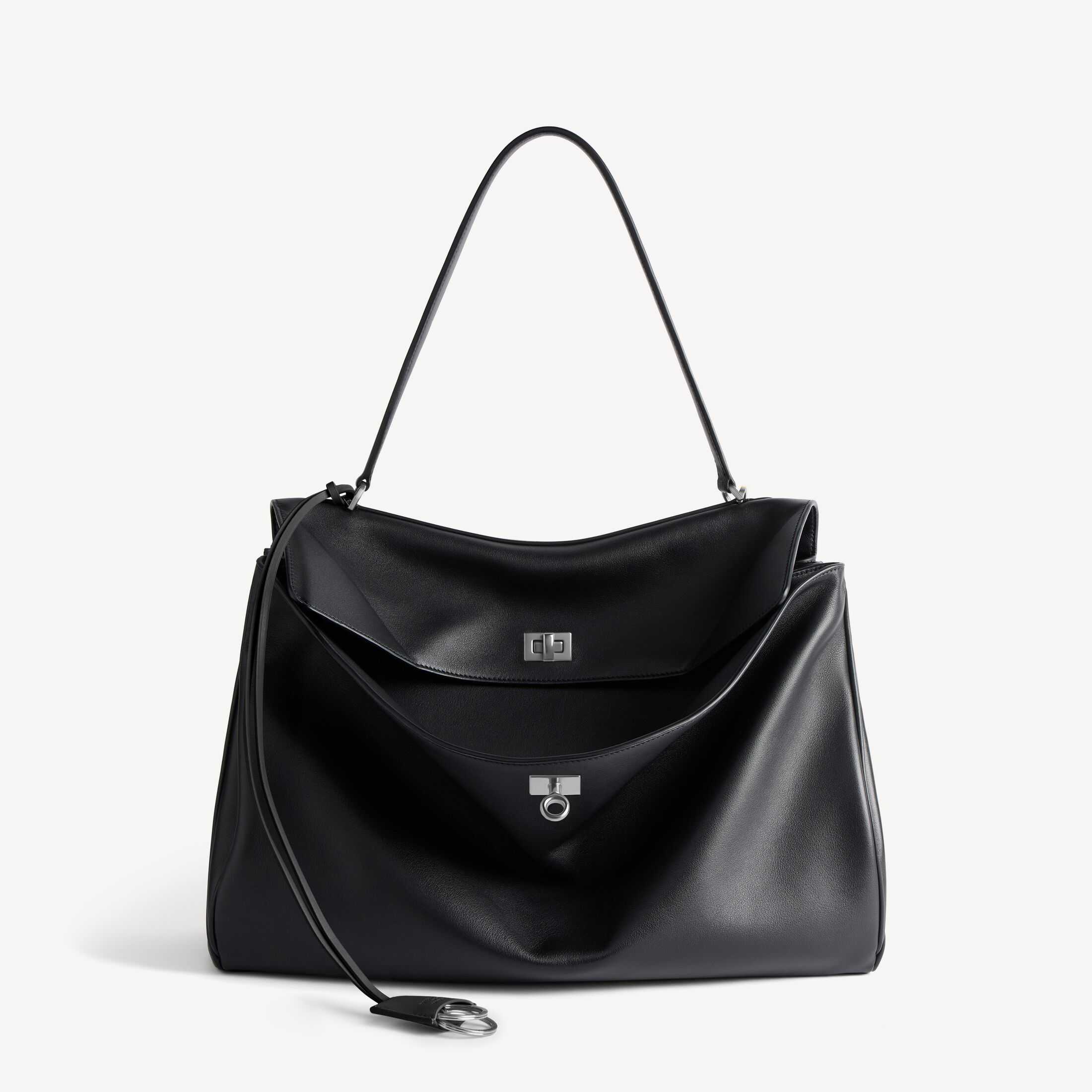 复刻高端Balenciaga高仿A货男士皮具1:1原单RODEO高品质仿制品spanRodeo黑色光滑牛皮革大号手提包