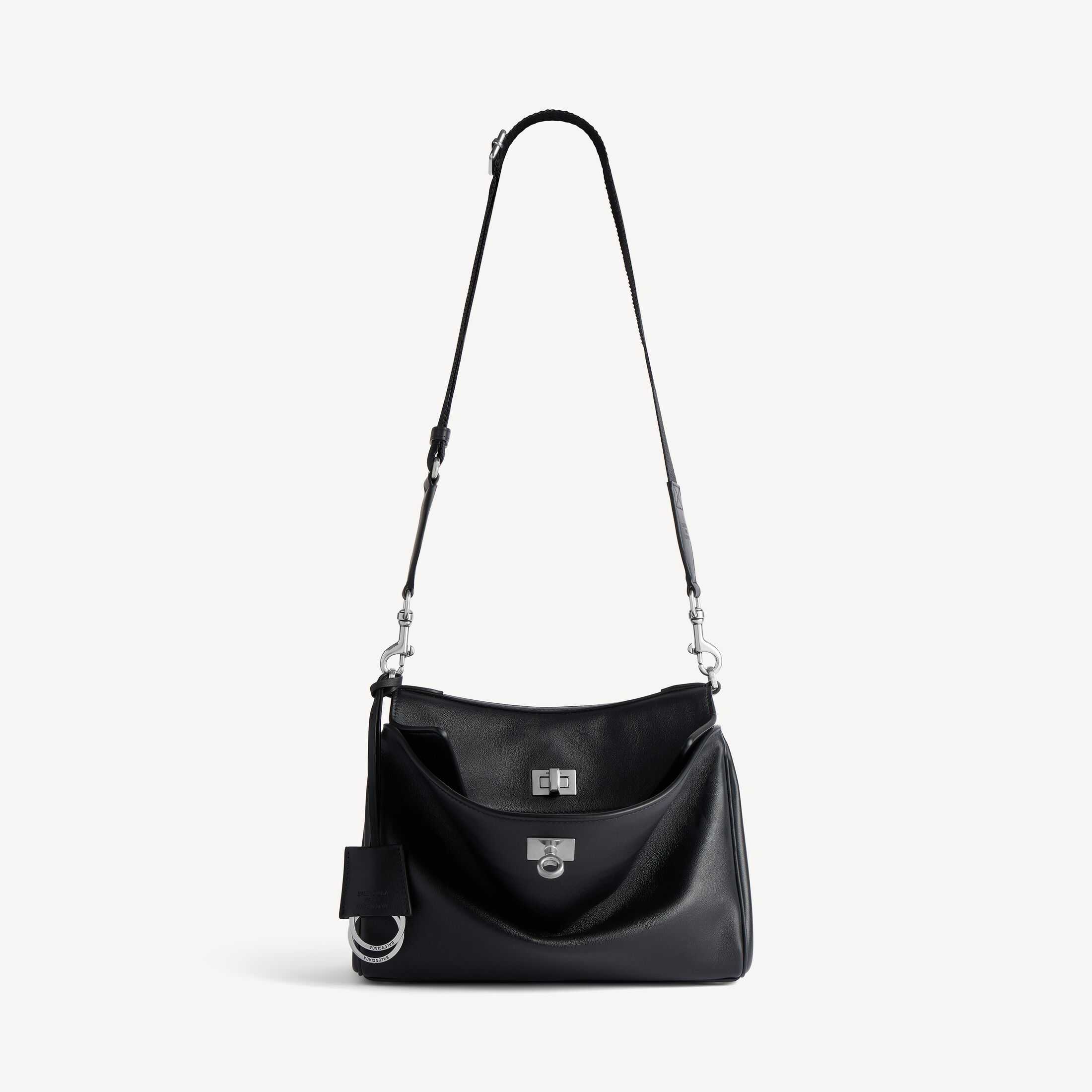 复刻高端Balenciaga高仿A货男士皮具1:1原单RODEO高品质仿制品spanRodeo黑色光滑牛皮革小号邮差包