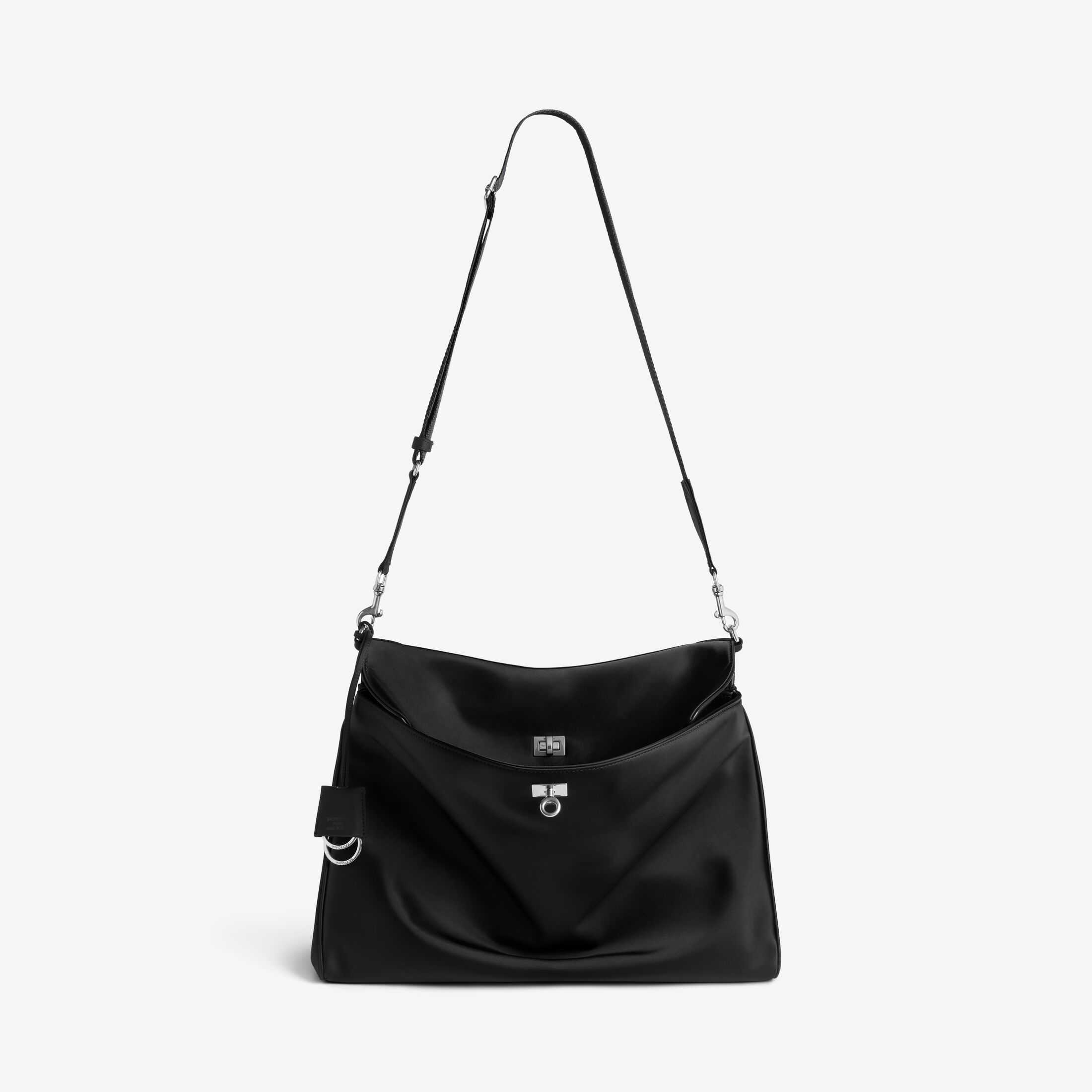 复刻高端Balenciaga高仿A货男士皮具1:1原单RODEO高品质仿制品spanRodeo黑色光尼龙中号邮差包，饰以做旧银色金属配件