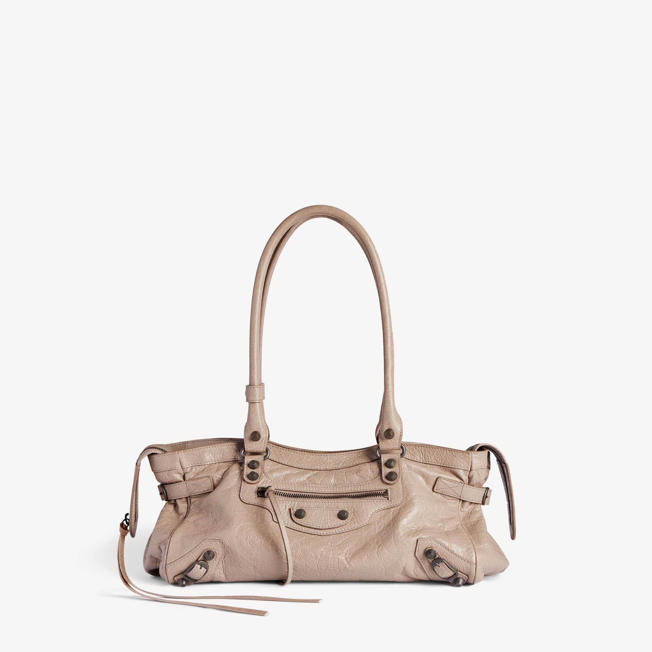 spanLe City Sesame-Colored Fine-Grained Lambskin Horizontal Handbag, Accented with Brass Hardware