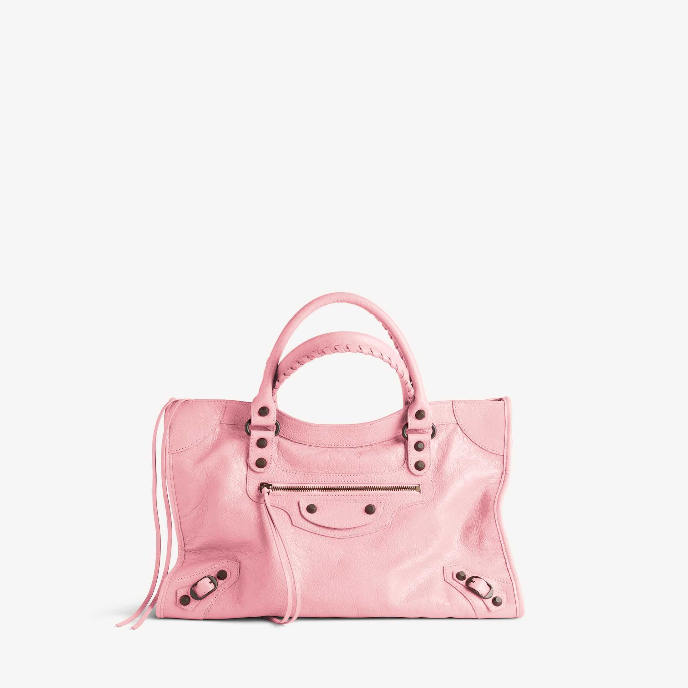 复刻高端Balenciaga高仿A货男士皮具1:1原单Le City高品质仿制品spanLe City矿蓝色细纹羊皮革中号手袋，饰以黄铜金属配件