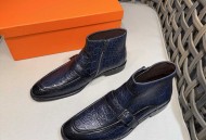 爱马仕  Hermè*s 鳄鱼纹男士皮靴