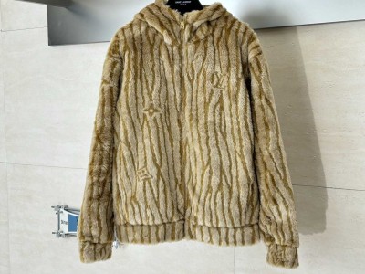 LV Ski滑雪系列字母条纹提花毛毛连帽