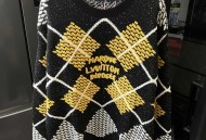 LV棋盘格拼色绵羊毛混纺套头衫