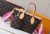 lv女包M46705 玫红织带