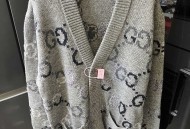 Gucc｜古驰 25Ss 双G渐变满印针织开衫羊毛外套