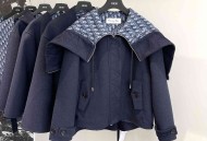 迪奥Oblique 羊毛拉链披肩短款连帽外套