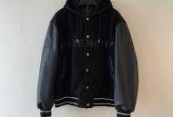 纪梵希G1venchy真皮毛呢棒球夹克加棉外套