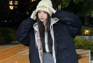 Miumi*谬谬 纯色徽标羊毛按扣羽绒