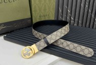 古驰皮带老花 进口小牛皮底 宽度3.7cm 小标旋转扣