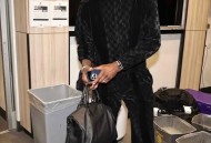 LV棋盘格字母植绒提花夹克