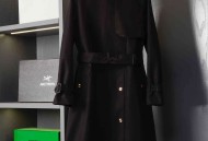 巴宝莉大格纹衣领棉质混纺 Trench 长款风衣